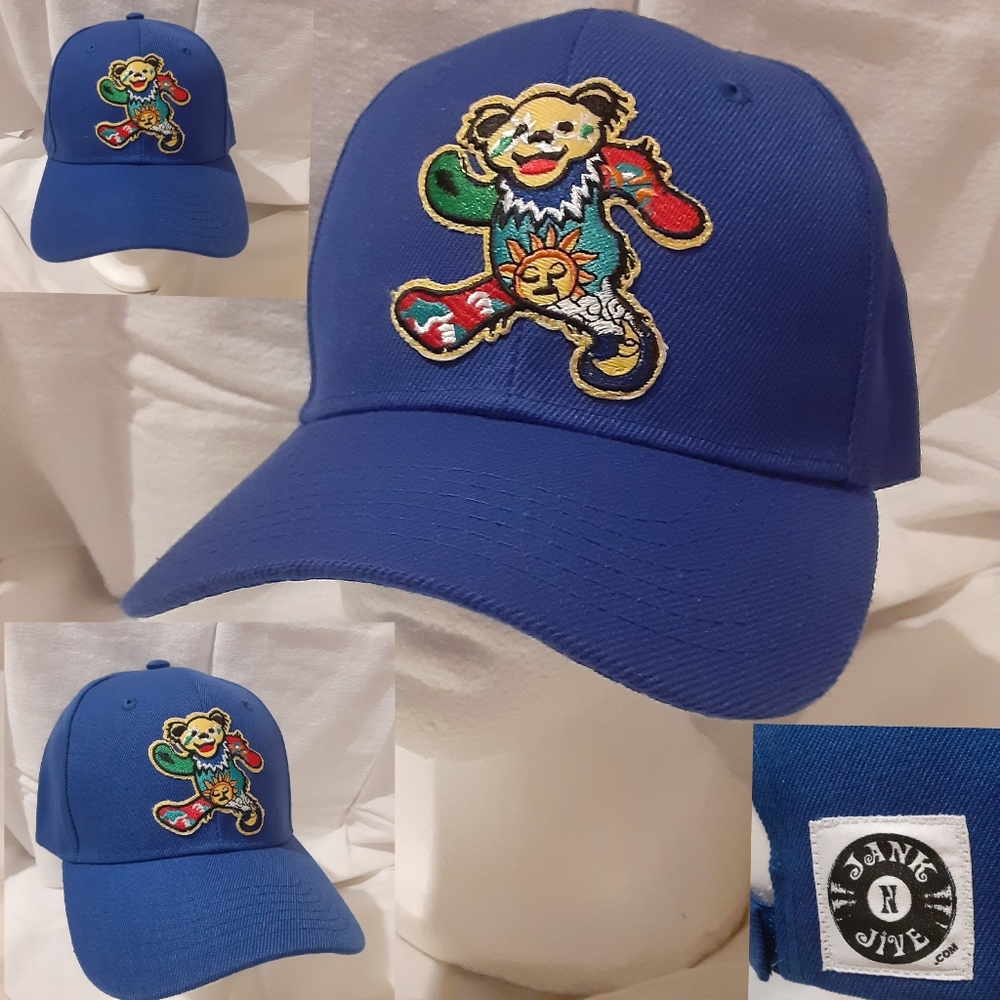 Grateful Dead hat, Sunshine Dancing Bear patch PERMANTLY STITCHED to hat